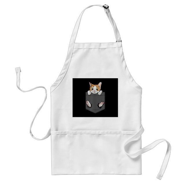 Hanging Cat in Pocket | Cute Cat Lover Present Adult Apron (Front)