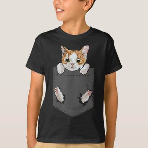 Hanging Cat In Pocket Cute Cat Lovers   Pet Lover T_Shirt