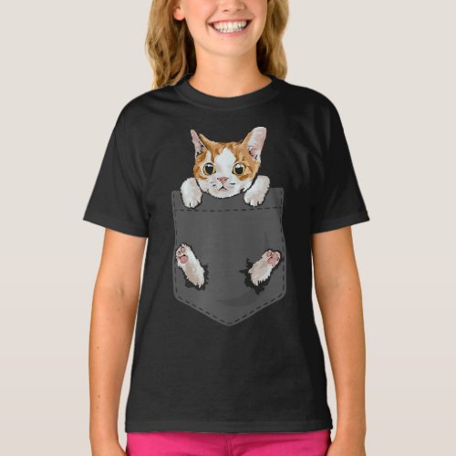 Hanging Cat In Pocket Cute Cat Lovers   Pet Lover T_Shirt