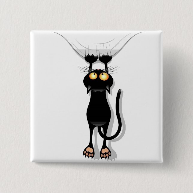 Hanging Cat Pinback Button (Front)