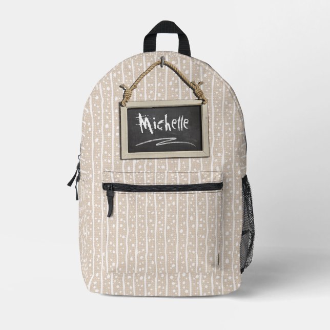 Hanging Chalkboard Beige ID397 Printed Backpack (Front)