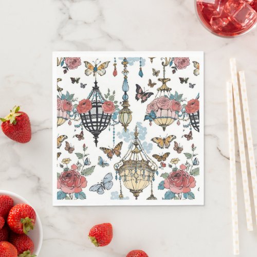 Hanging Chandelier Floral with Butterflies Napkins