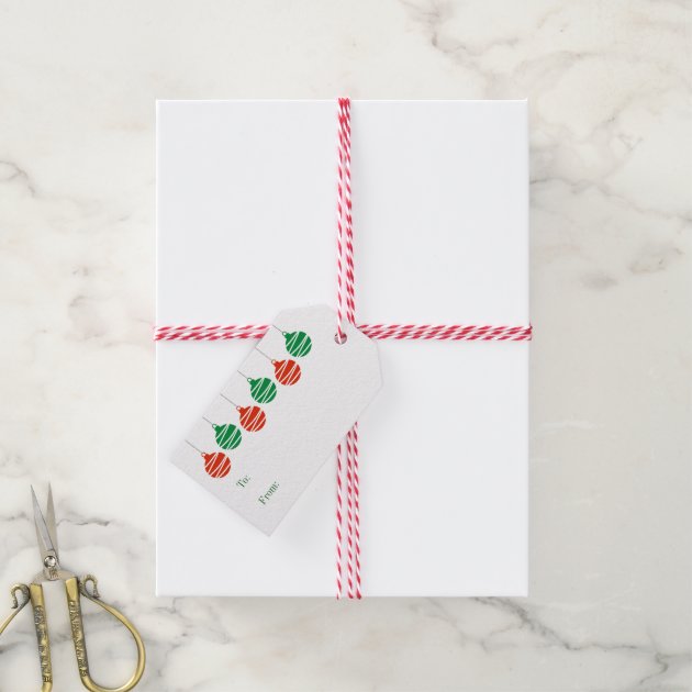 Hanging Christmas Balls To And From Gift Labels