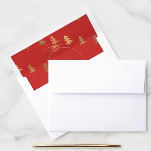 Hanging Christmas Gold Decor and Pine Trees Red Envelope Liner