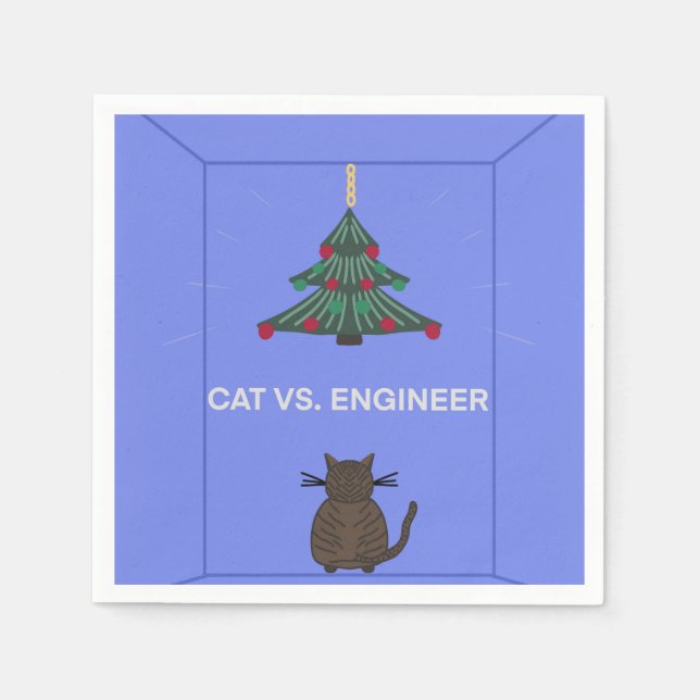 Hanging Christmas Tree versus Cat  Napkins (Front)
