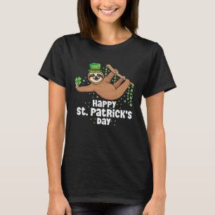 Hanging Cute Irish sloth shamrock st Patrick s day T-Shirt