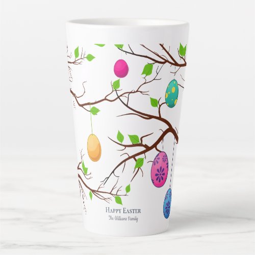 Hanging Easter Eggs Spring Tree Branches Latte Mug