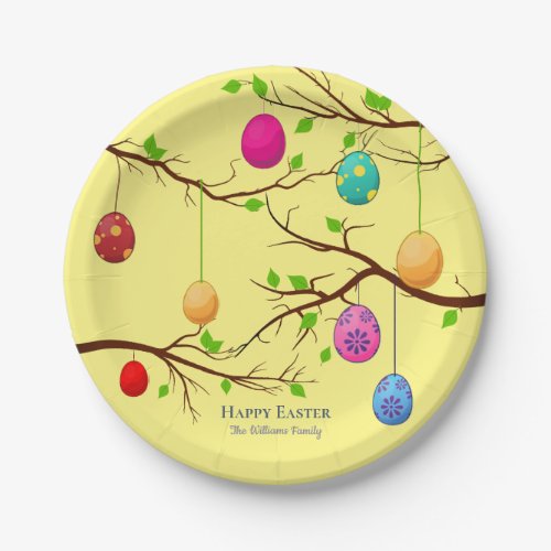 Hanging Easter Eggs Spring Tree Branches Paper Plates