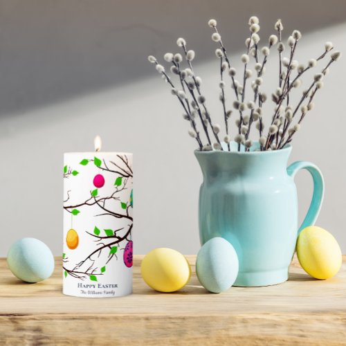 Hanging Easter Eggs Spring Tree Branches Pillar Candle