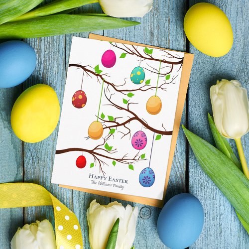 Hanging Easter Eggs Spring Tree Branches Postcard