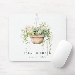 Hanging Floral House Plants Watercolor Botanical Mouse Pad