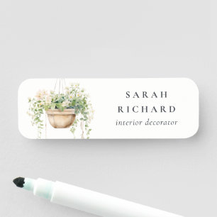 Hanging Floral House Plants Watercolor Botanical Name Tag