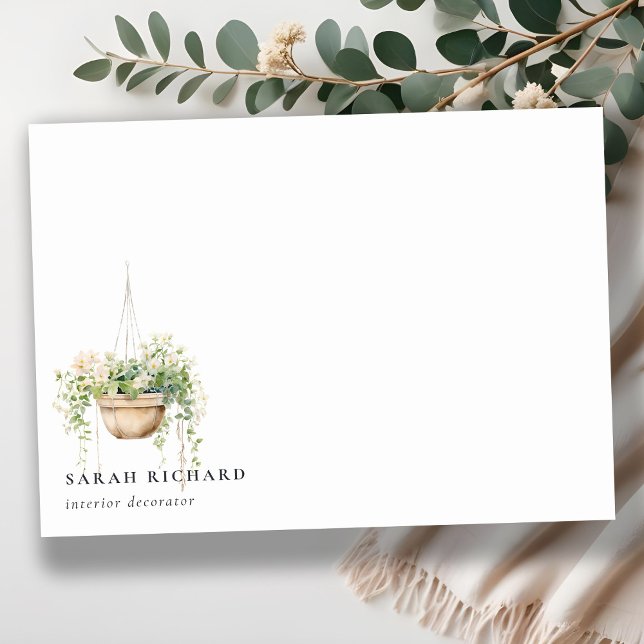 Hanging Floral House Plants Watercolor Botanical  Note Card (Creator Uploaded)