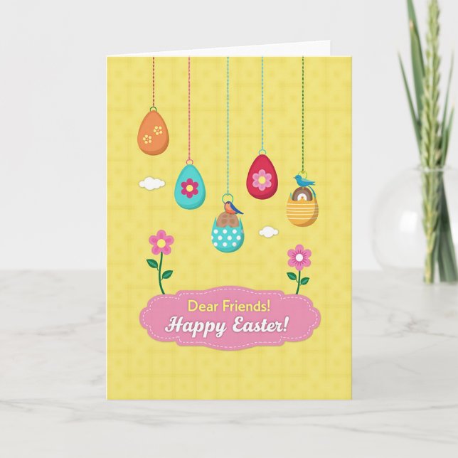 Hanging Floral Ovoids Easter Card (Front)