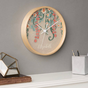 “Hanging Floral” Personalized Inspirivity Clock