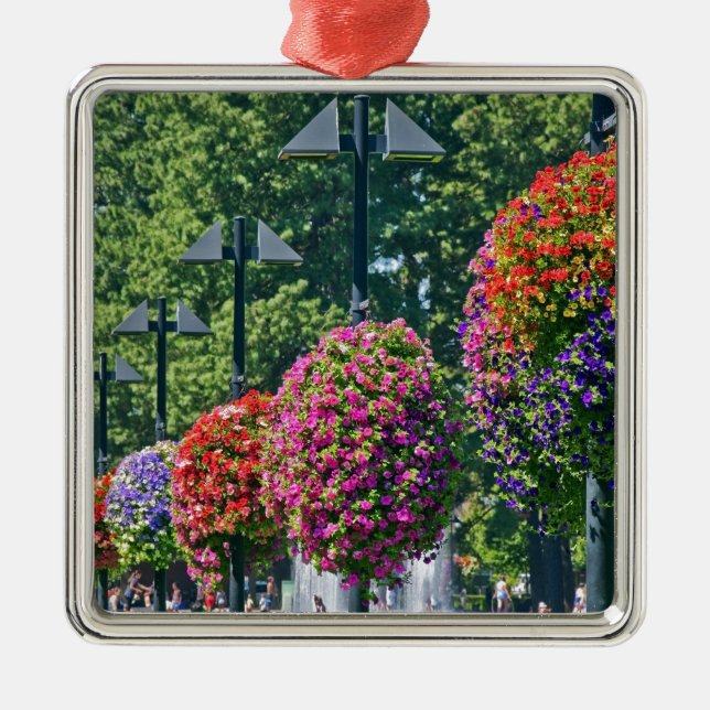Hanging Flower Baskets Metal Ornament (Front)