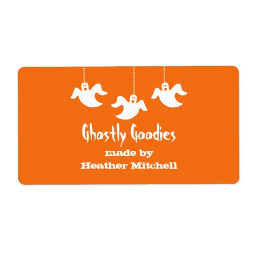 Hanging Ghosts Halloween Baking Labels Orange Label