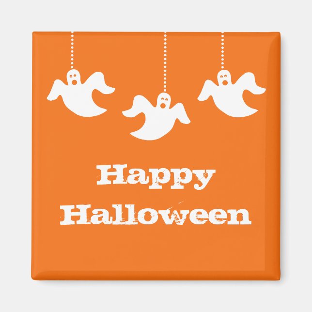 Hanging Ghosts Halloween Magnet, Orange Magnet (Front)