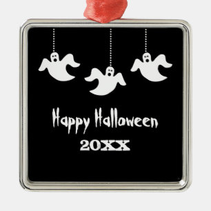 Hanging Ghosts Halloween Ornament, Black Metal Ornament