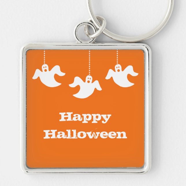 Hanging Ghosts Premium Keychain, Orange Keychain (Front)