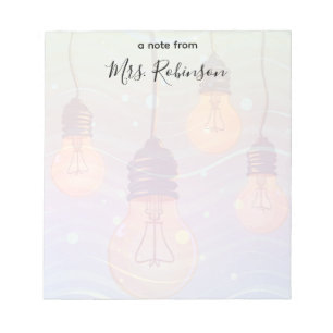 Hanging Glowing Lightbulbs Customizable Teacher Notepad