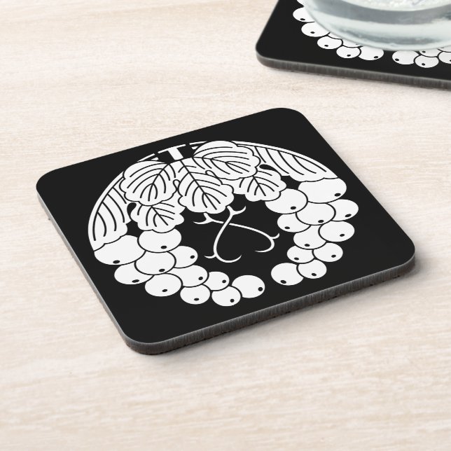 Hanging grapes beverage coaster (Left Side)
