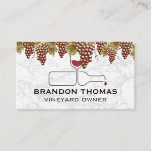 Hanging Grapes Wine Bottle Pour Business Card