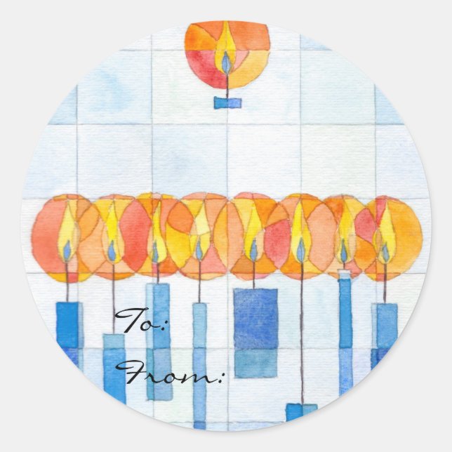 Hanging Hanukkah Candles Gift Tag (Front)