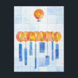 Hanging Hanukkah Candles Holiday Postcard<br><div class="desc">Hanging Hanukkah Candles by artist Moshe Mikanovsky will give you a fresh and contemporary look for your Hanukkah gift and card needs</div>