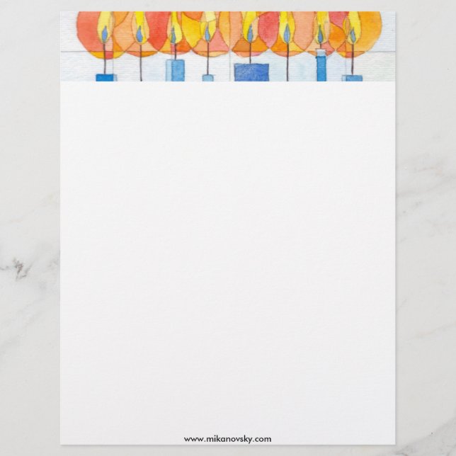 Hanging Hanukkah Candles Letterhead (Front)