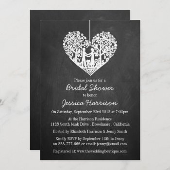 Hanging Heart Tree Chalkboard Bridal Shower Invitation by Invitation_Republic at Zazzle