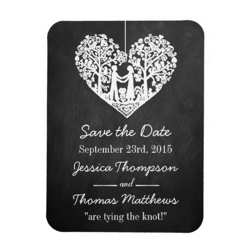 Hanging Heart Tree Chalkboard Save The Date Magnet