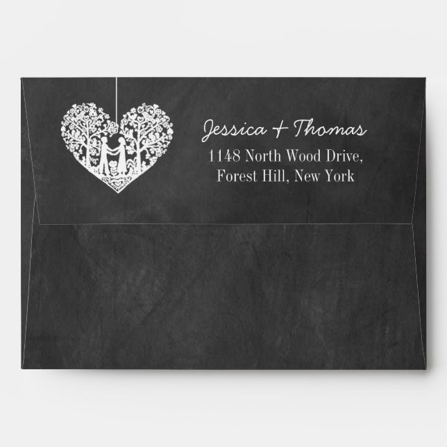 Hanging Heart Tree Chalkboard Wedding Collection Envelope (Back (Top Flap))