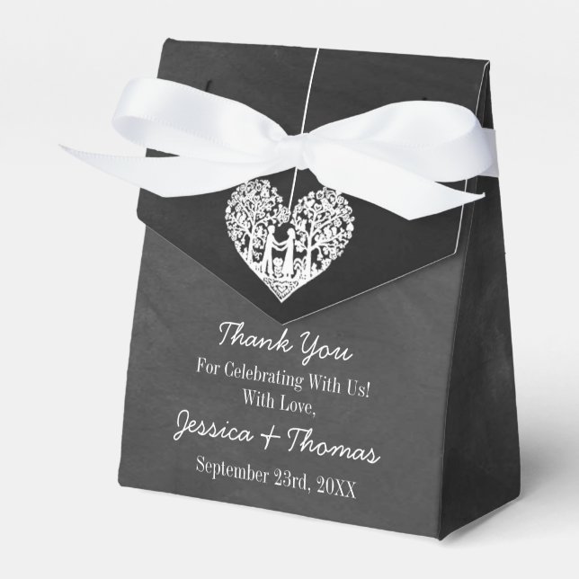 Hanging Heart Tree Chalkboard Wedding Collection Favor Boxes (Front Side)
