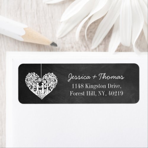 Hanging Heart Tree Chalkboard Wedding Collection Label