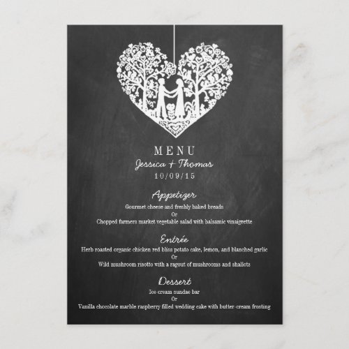 Hanging Heart Tree Chalkboard Wedding Menu