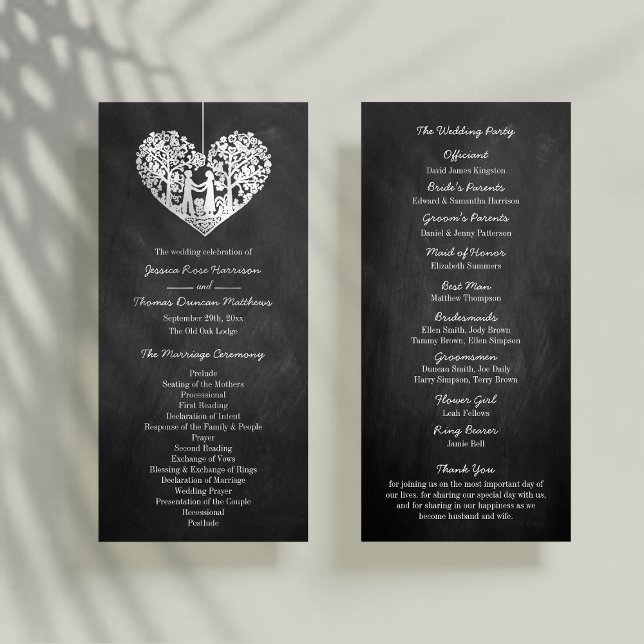 Hanging Heart Tree Chalkboard Wedding Program (Creator Uploaded)