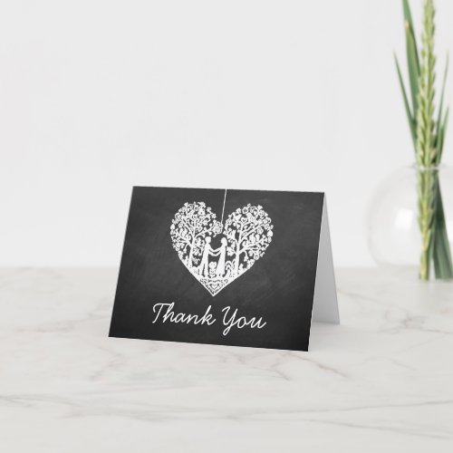 Hanging Heart Tree Chalkboard Wedding Thank You