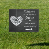 Hanging Heart Tree Chalkboard Wedding Welcome