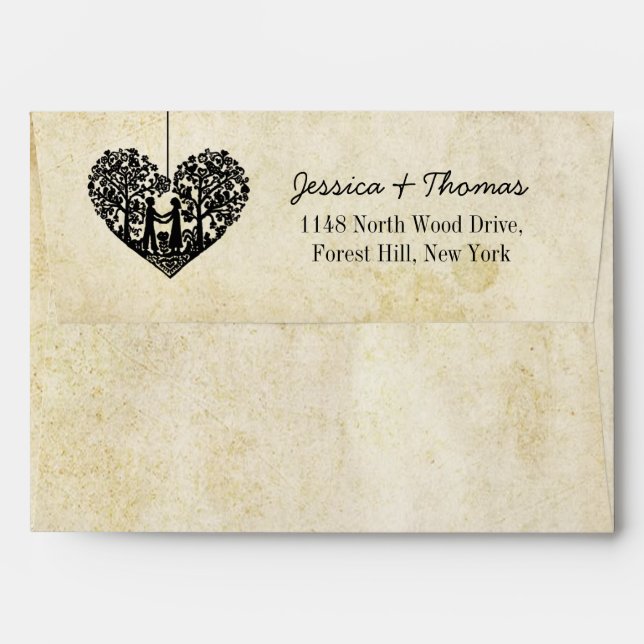 Hanging Heart Tree Vintage Wedding Collection Envelope (Back (Top Flap))
