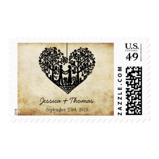 Hanging Heart Tree Vintage WeddingPostage Stamps