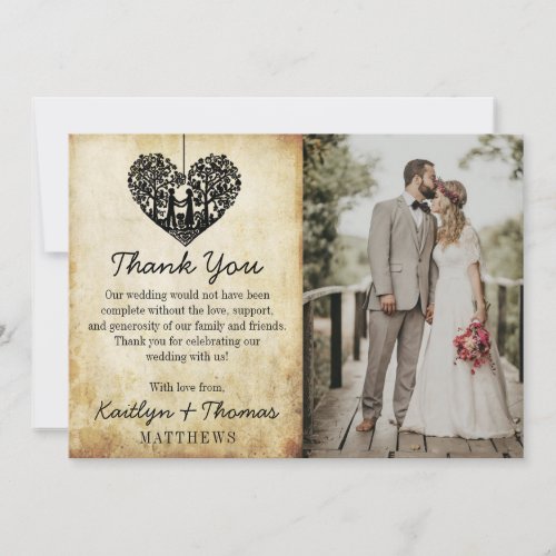 Hanging Heart Tree Vintage Wedding Collection Thank You Card