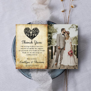 Hanging Heart Tree Vintage Wedding Collection Thank You Card
