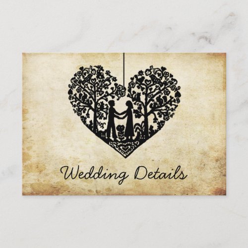 Hanging Heart Tree Vintage Wedding Detail Enclosure Card