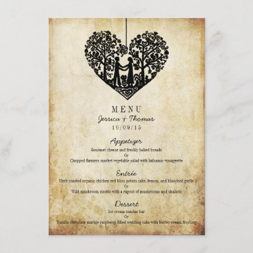 Hanging Heart Tree Vintage Wedding Menu