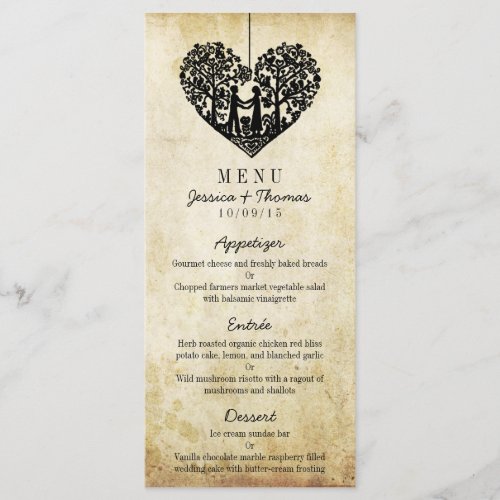 Hanging Heart Tree Vintage Wedding Menu