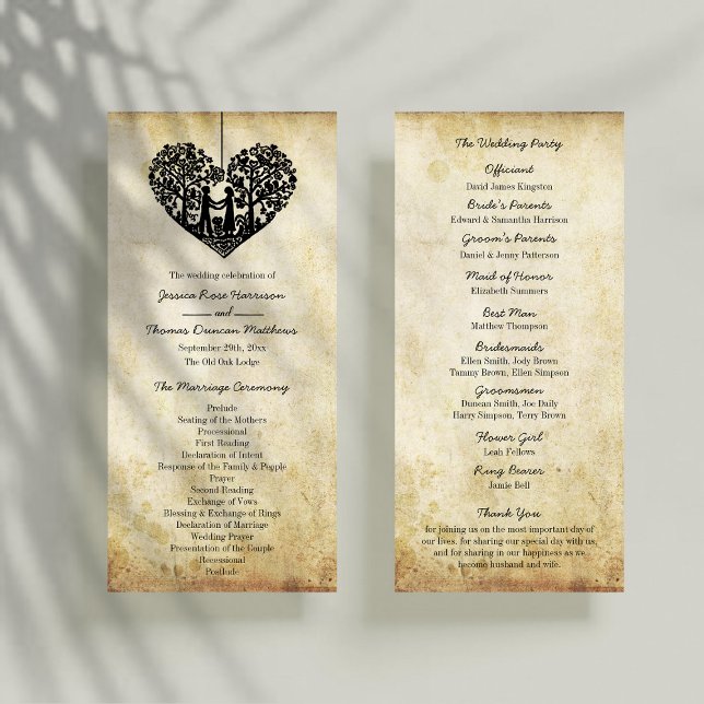 Hanging Heart Tree Vintage Wedding Program (Creator Uploaded)
