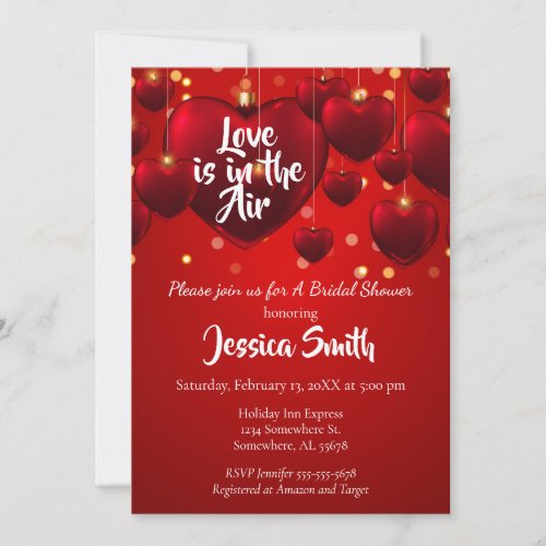 Hanging Hearts Bridal Shower Invitation