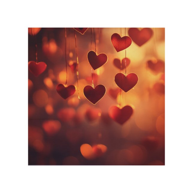 Hanging Hearts Canvas Wood Wall Art (Front)