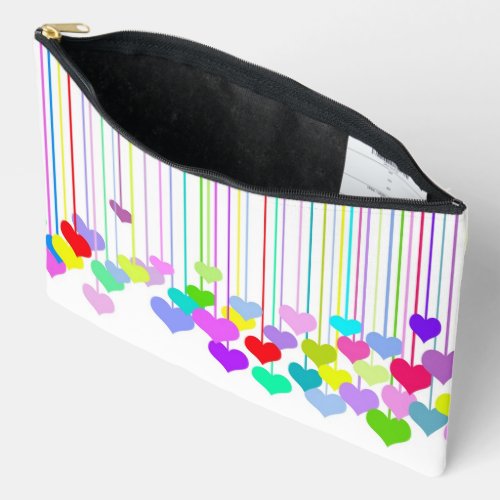 Hanging Hearts On White Accessory Pouch